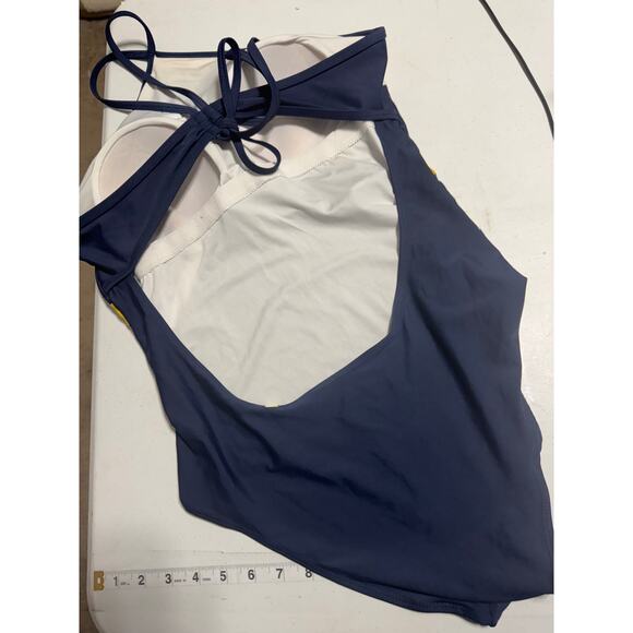 Summersalt The Fused River Navy Yellow White One Piece Swimsuit Size 12 - Picture 3 of 10